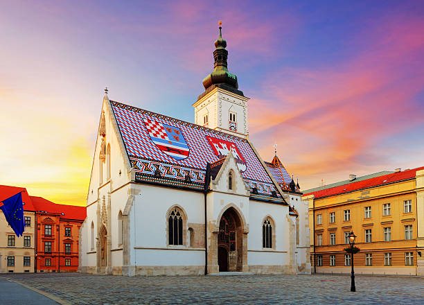 Zagreb church - St Mark stock photo