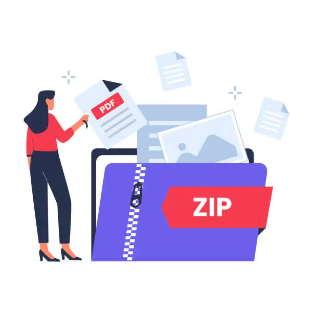 Vector illustration of Zip file illustration concept