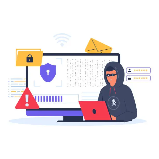 Vector illustration of Hacker attack illustration concept