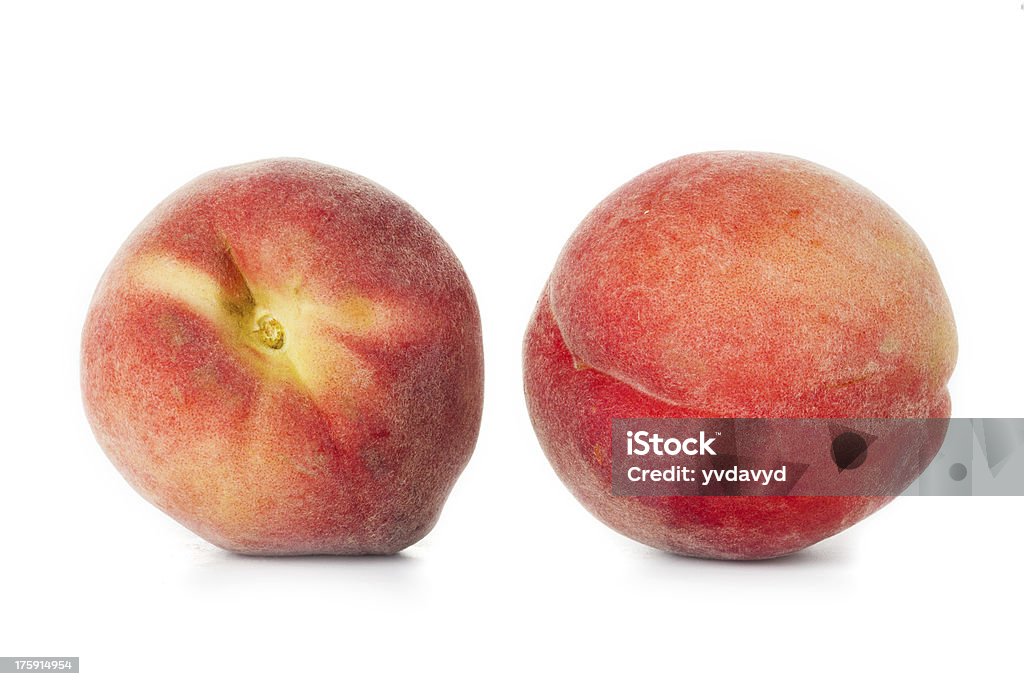 Ripe peach fruit isolated on white background Close-up Stock Photo