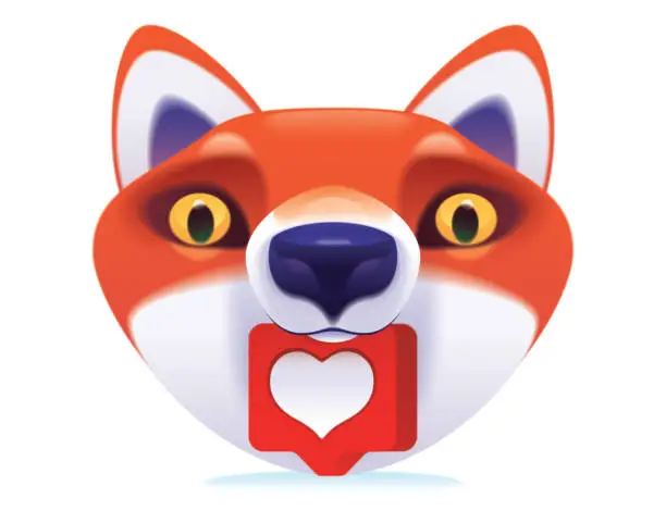 Vector illustration of funny fox holding like icon