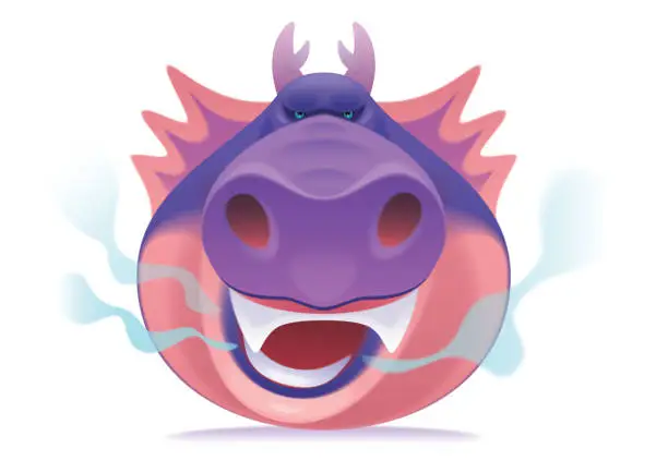 Vector illustration of angry dragon roaring icon