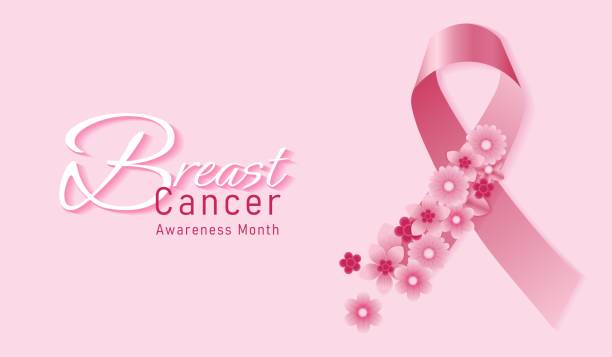 ilustrações, clipart, desenhos animados e ícones de bandeira do mês de conscientização do câncer de mama, com símbolo de fita rosa. conceito de cuidado em saúde - breast cancer awareness ribbon breast cancer ribbon charity and relief work