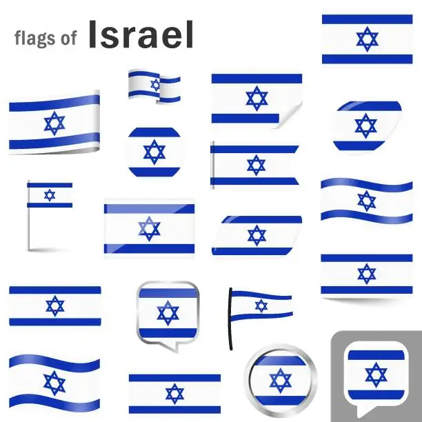 Vector illustration of flags with country colors of Israel