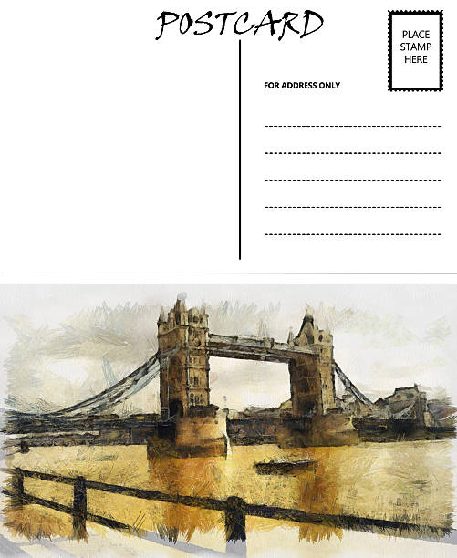 cartolina modello vuoto vuoto di london bridge immagine - brittan foto e immagini stock