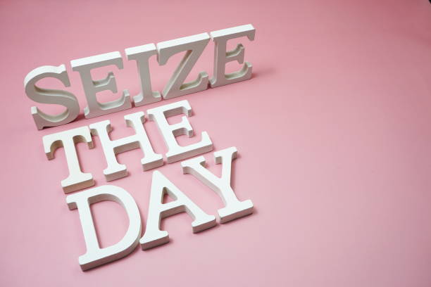 Seize The Day alphabet letters on pink background