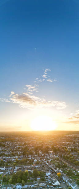 istock Aerial View of British Town During Sunset 1759187389