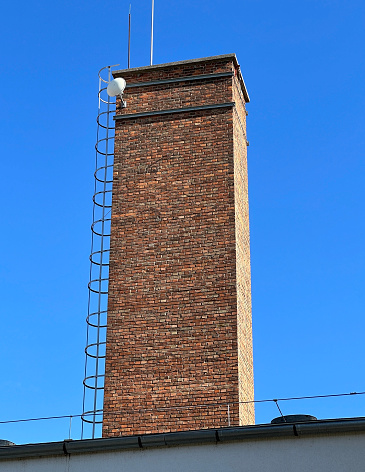 Large smoke stack of a factory building
