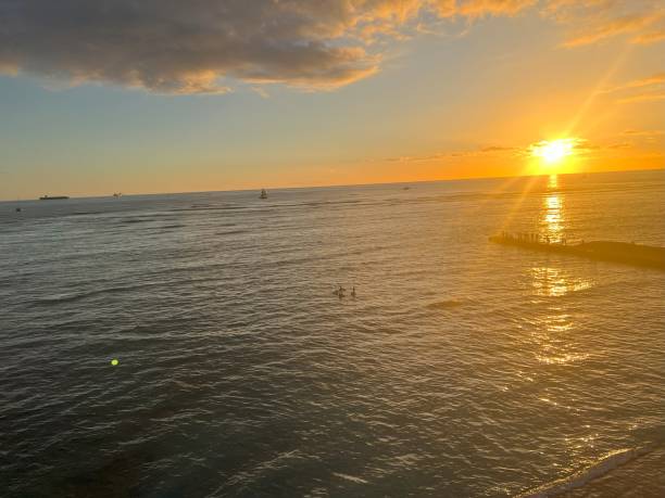 Hawaii golden sunset ocean view