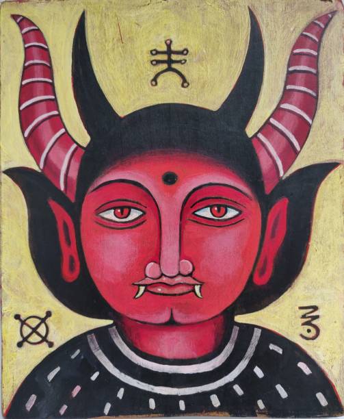 Red devil painting vector art illustration