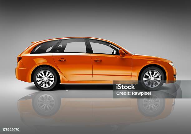 Elegant Family Car Stock Photo - Download Image Now - Car, Side View, Orange Color