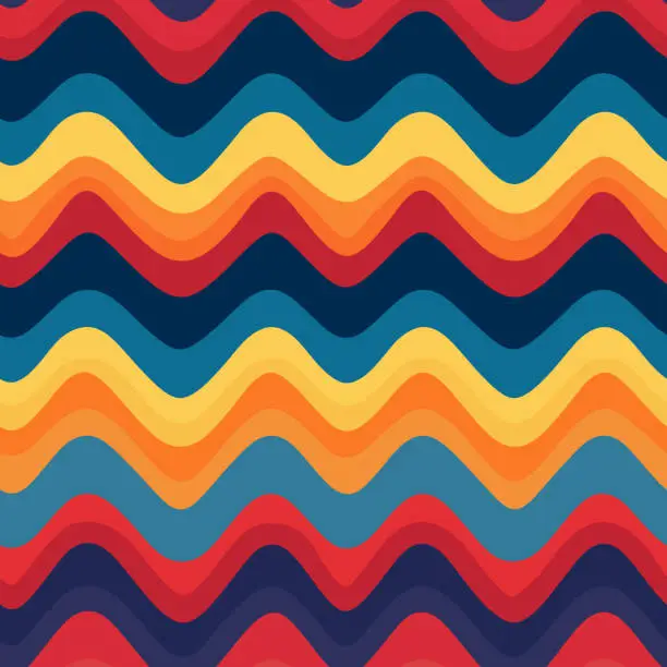 Vector illustration of Colorful wave seamless pattern.