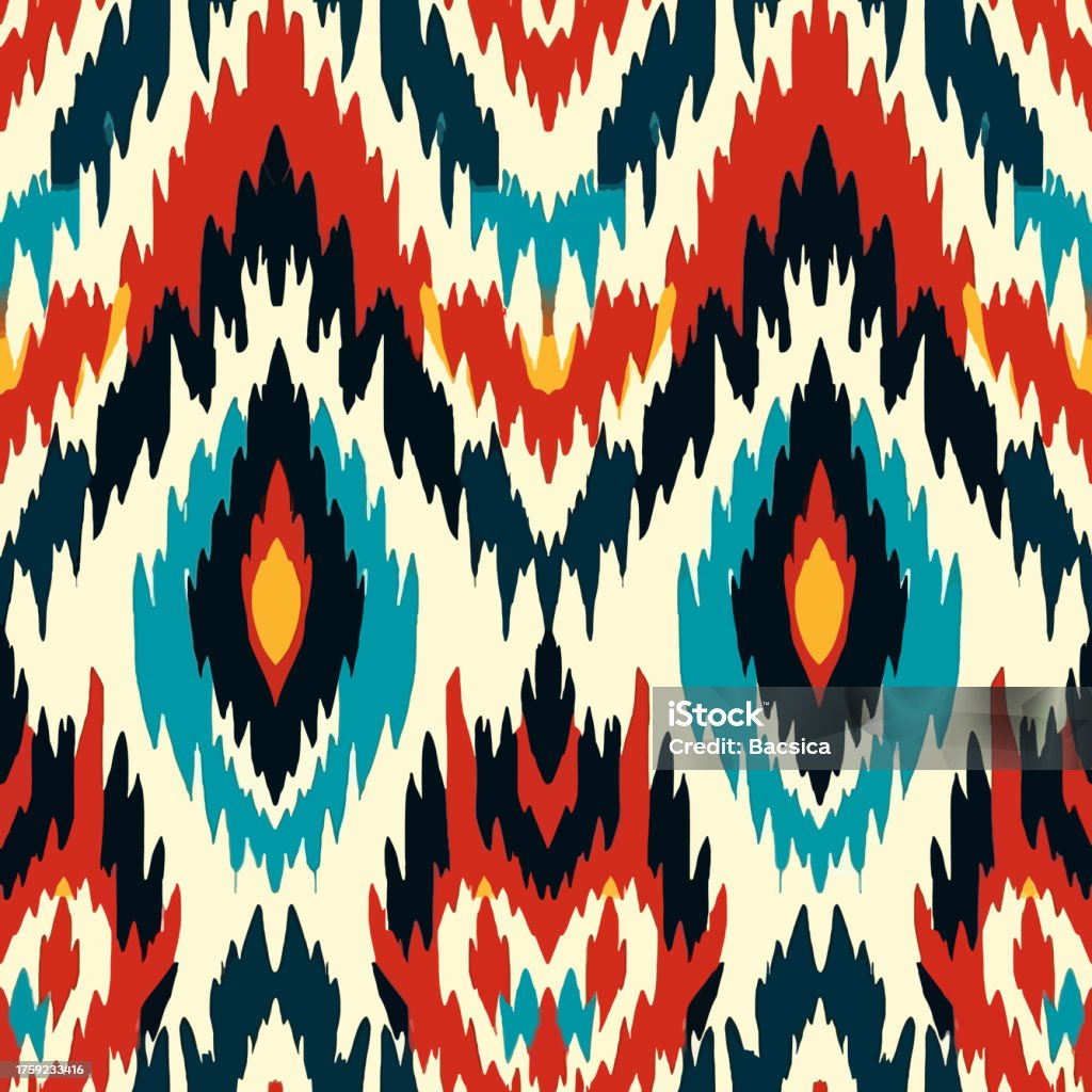 Ikat Graphics Ikat Colorful Seamless Pattern Stock Illustration - Download Image Now ...