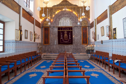The synagogue in Marrakech was built in the early twentieth century, before World War I, when the Moroccan Jewish community was still important.