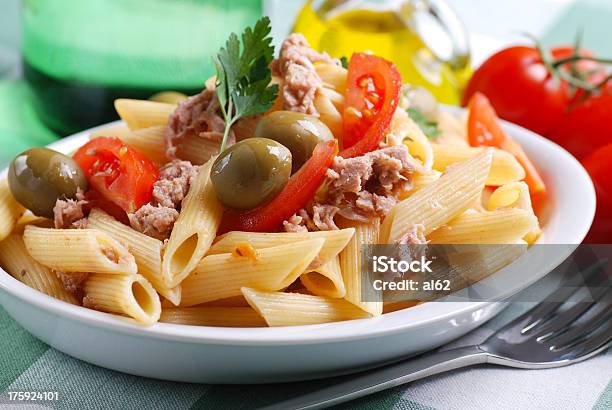 Pasta With Tuna And Olives Stock Photo - Download Image Now - Close-up, Cooking, Dieting