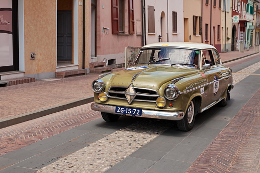 vintage German car Borgward Isabella TS (1957) in classic car race Mille Miglia, on May 19, 2017 in Gatteo, FC, Italy