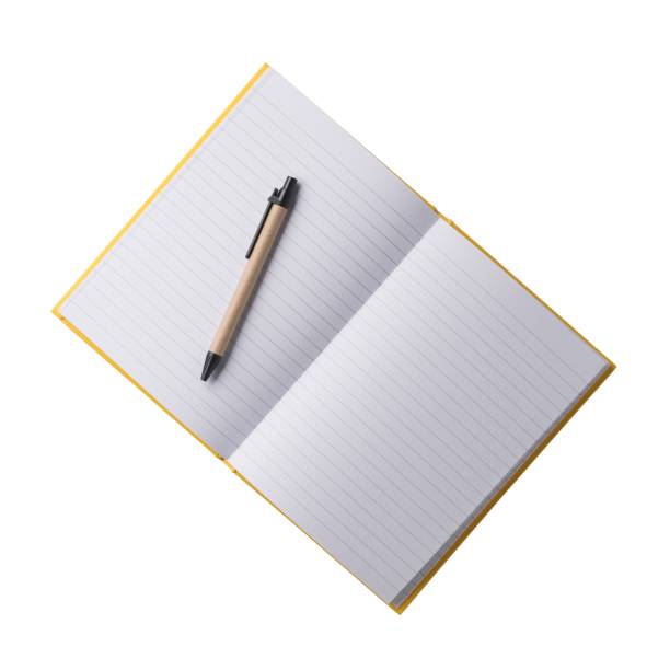 istock Open paper notebook with pen. Realistic, photography, isolated on white background. 1759280931