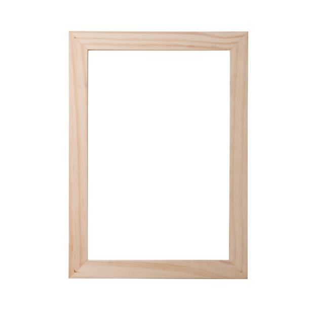 istock Wooden blank picture frame, realistic horizontal picture frame. Empty white picture frame, mockup template isolated on white background. 1759281533