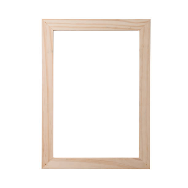 istock Wooden blank picture frame, realistic horizontal picture frame. Empty white picture frame, mockup template isolated on white background. 1759282725