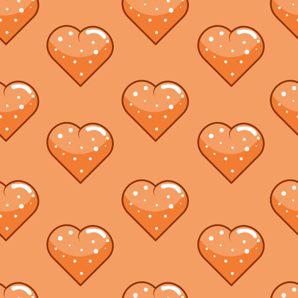 illustrations, cliparts, dessins animés et icônes de motif sans couture avec des coeurs orange de dessin animé sur un fond orange. conception vectorielle mignonne pour la saint-valentin. - valentines day gift box happiness joy