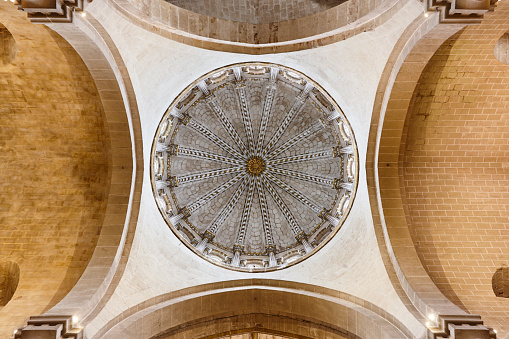 Zamora romanesque San Salvador cathedral interior. Byzantine dome interior. Spain
