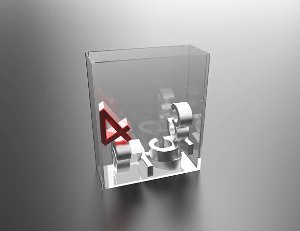 las cifras en una caja de vidrio - number number 5 three dimensional shape glass fotografías e imágenes de stock