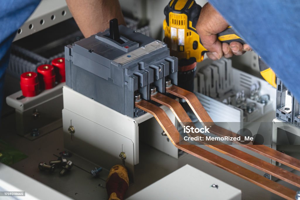 Electrical System Control Cabinet Assembly Work Stock Photo - Download ...