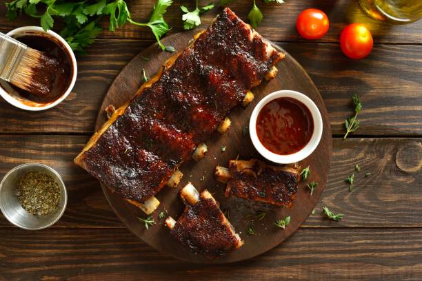 istock Barbecue pork ribs on cutting board 1759348642