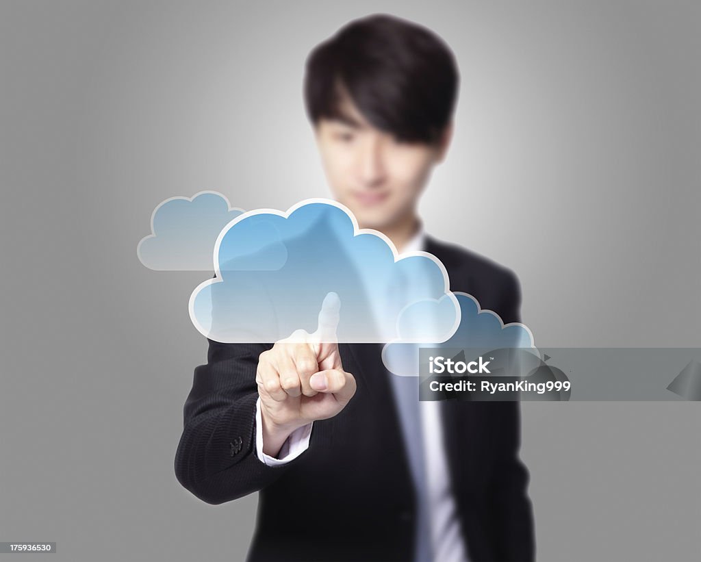 Cloud computing touchscreen interface futuristic display Adult Stock Photo