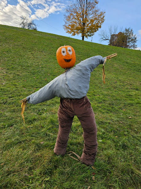 Pumpkin Scarecrow with Arms Extended