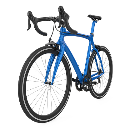 Blue Road Bike isolated on white background. 3D render