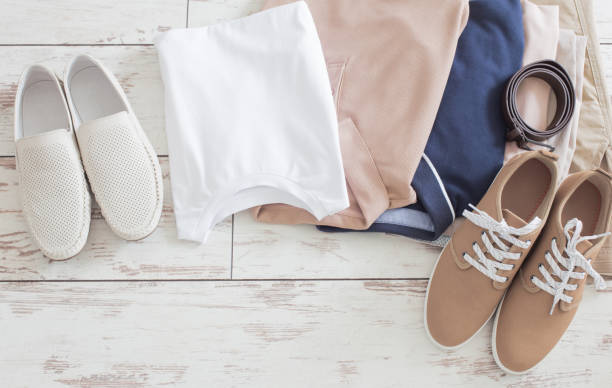 istock mens summer basic clothes and shoes on old wooden floor 1759407054
