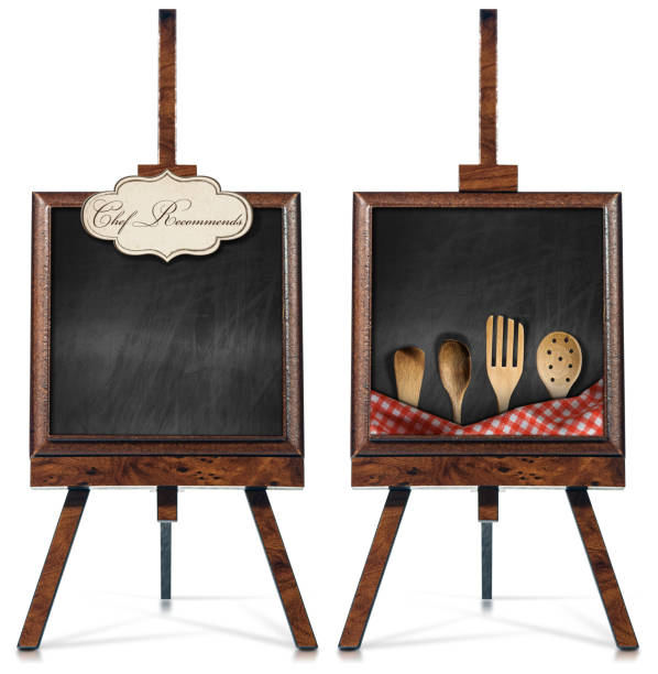 istock Empty Blackboards with Wooden Easel - Template for Restaurant Menu 1759416364