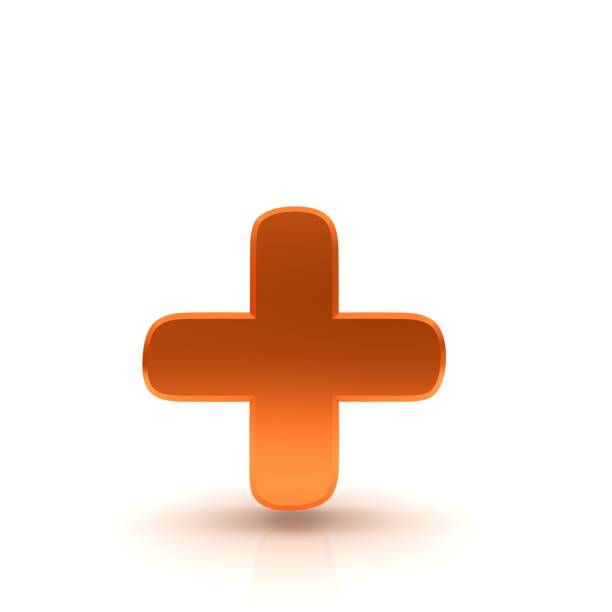 Plus sign + symbol orange colored 3d rendering graphic illustration isolated on white background in high resolution for print and business