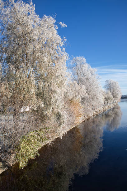 Frosty landscape in late autumn, Oulu Finland