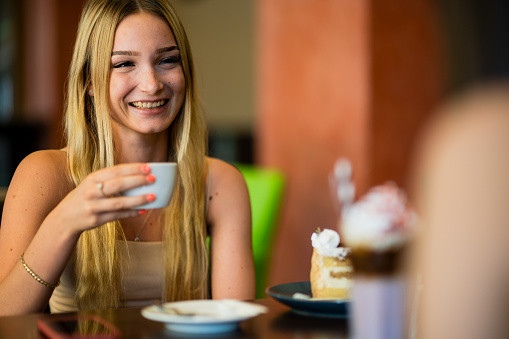 Coffee time with young woman