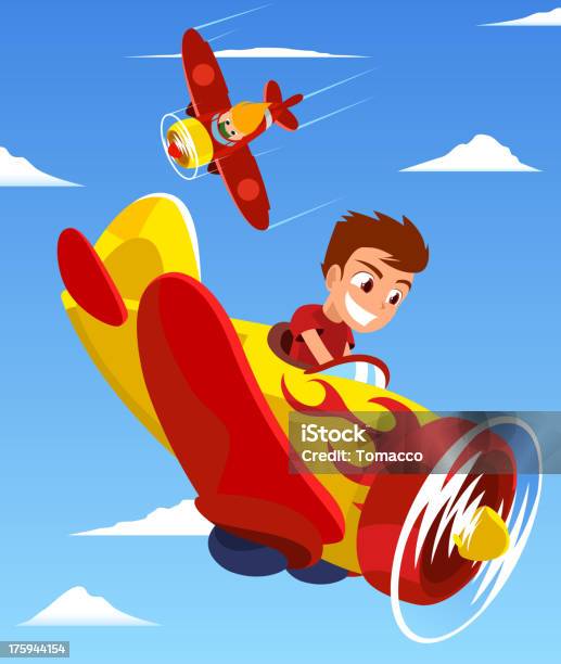 Ilustración de Niños Avión Piloto De Carreras y más Vectores Libres de Derechos de Niño - Niño, Piloto, Ala de avión