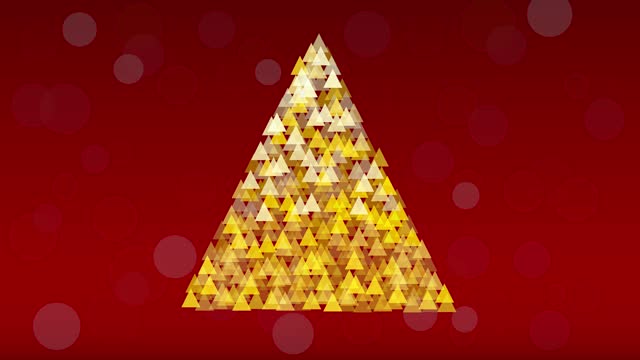 Christmas tree, animated illustration for postcard or greeting. Gold bars, wealth and prosperity concept.