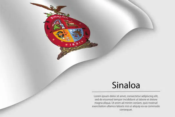 Vector illustration of Wave flag of Sinaloa is a region of Mexico