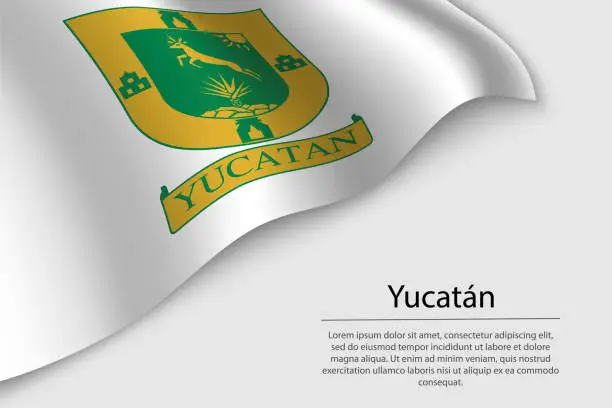 Vector illustration of Wave flag of YucatÃ¡n is a region of Mexico