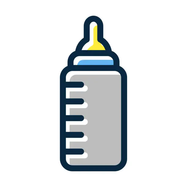 Vector illustration of Baby Bottle Vector Thick Line Filled Dark Colors Icons For Personal And Commercial Use.