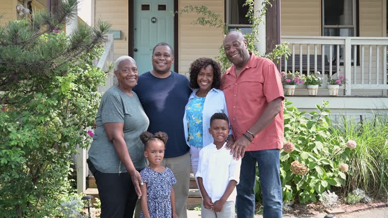 Organized group portrait of Rockaway Beach family