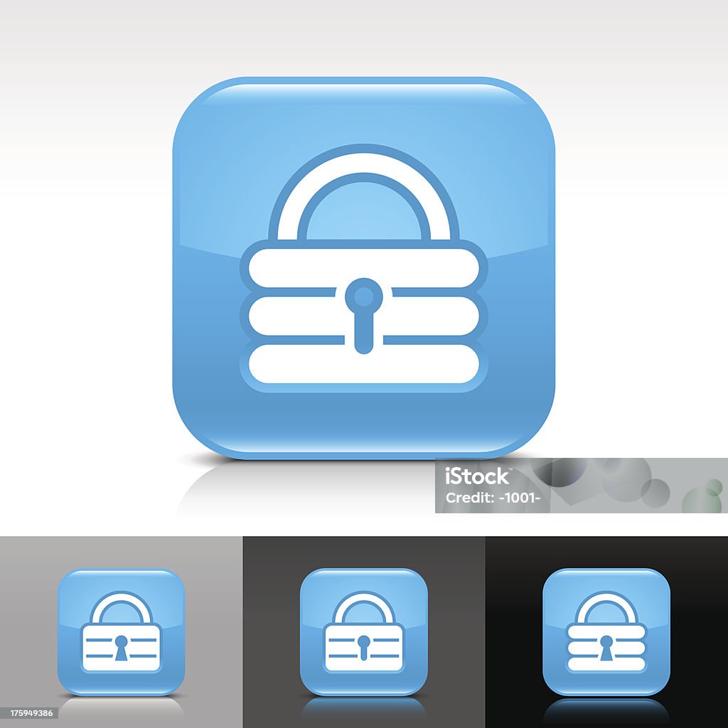 Sinal de ícone de cadeado azul brilhante botão de web quadrado arredondado - Royalty-free Acessibilidade arte vetorial