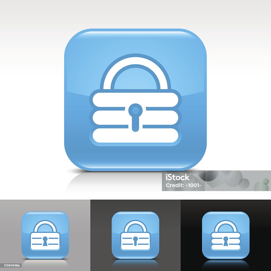Знак синий значок замка Глянцевые округлые Квадратный веб-кнопку - Векторная графика Безопасность сети роялти-фри