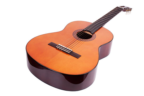 istock Wooden acoustic guitar on white background 175949418