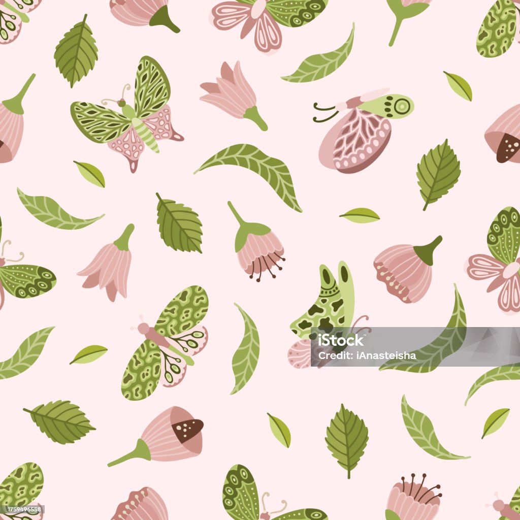 Seamless Vector Floral Pattern Spring Summer Backdrop Hand Drawn ...