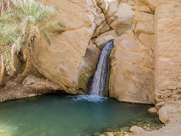 mountain oasis Chebika in Sahara desert, Tunisia stock photo