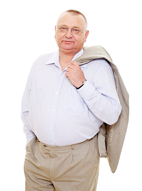 invecchiato uomo d'affari con rivestimento - pocket suit glasses jacket foto e immagini stock