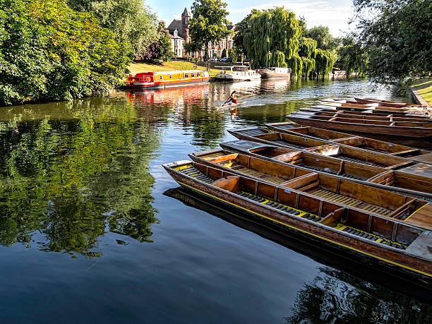 istock Punts lined up on river in  Cambridge England 175953068