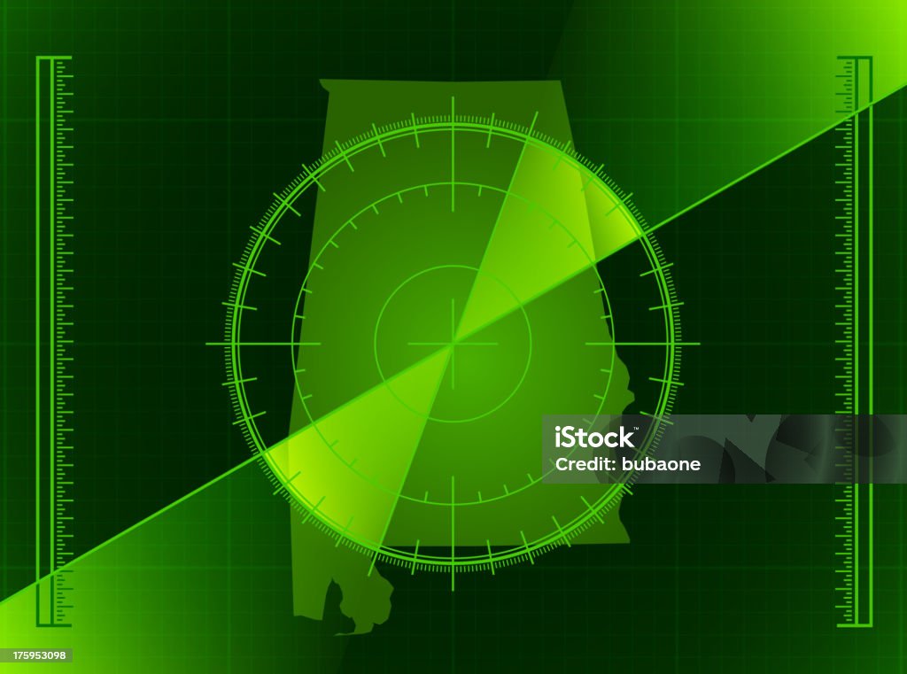 Radar tela verde e Alabama Estado mapa - Vetor de Alabama royalty-free